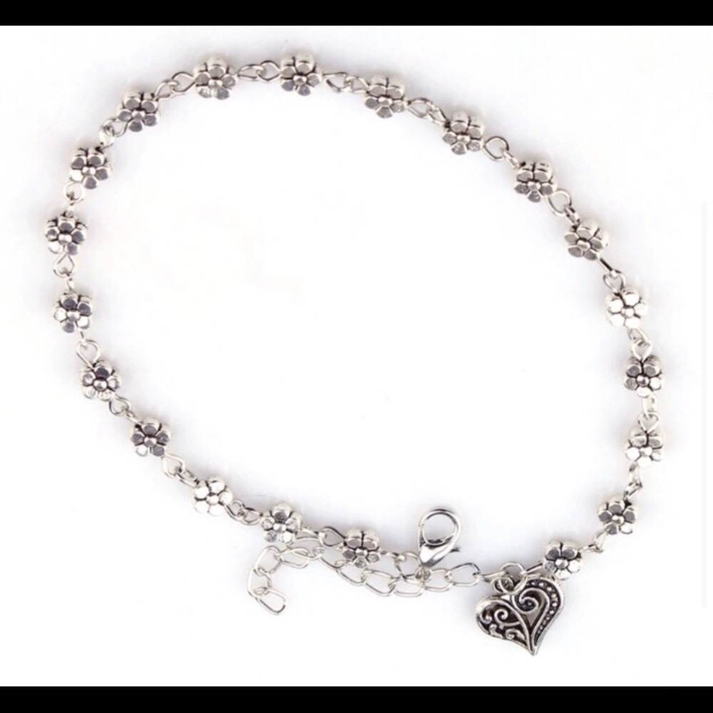 Flowers and Heart Pendant Fashion Anklet - Picture 3 of 3